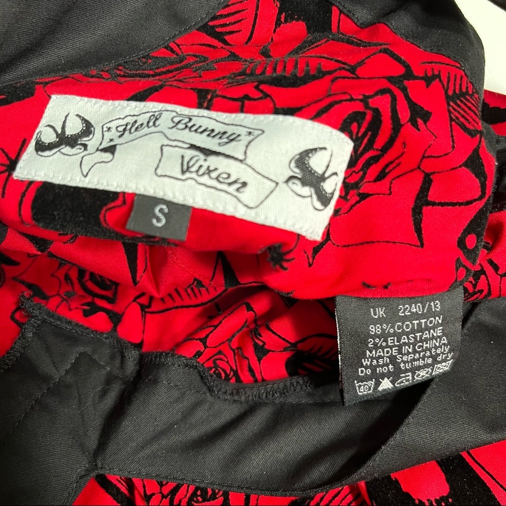 Hell Bunny Vixen ⚓️ Sailor Tattoo Flocked Swing Dress - Small - Picture 12 of 12